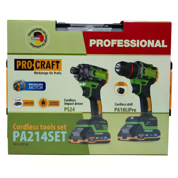 Набір акумуляторного шуруповерта та гвинтоверта Procraft PA214SET (2 АКБ) PA214SET  фото