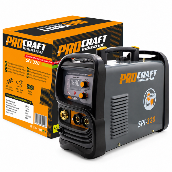 Инверторный сварочный полуавтомат Procraft SPI320 New Сварочная проволока 0,8мм (5 кг) Маска сварочная Procraft SHP90-30 NEW SPI320 New фото