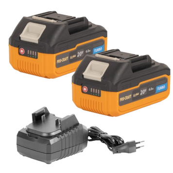 Набор аккумуляторов Procraft Battery20/4 Turbo (2 4Ач, 20 В) зарядное устройство Procraft Charger20/1 (1 А) Akb4_2_20/1 фото