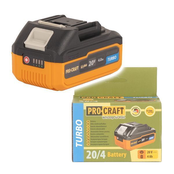 Набір акумуляторів Procraft Battery20/4 Turbo (2 4Аг, 20 В) зарядний пристрій Procraft Charger20/1 (1 А) Akb4_2_20/1 фото