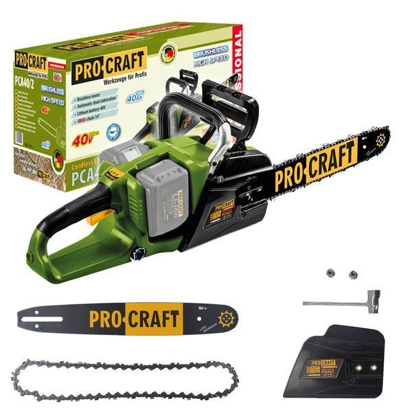 Акумуляторна ланцюгова пилка Procraft PCA40/2 АКБ 8Аг (зарядний пристрій + 2 акумулятори) PCA40/2_8Ah фото